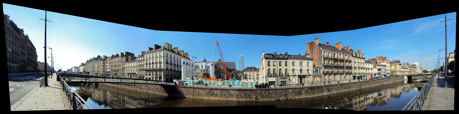Quais de la Vilaine à Rennes, vue panoramique